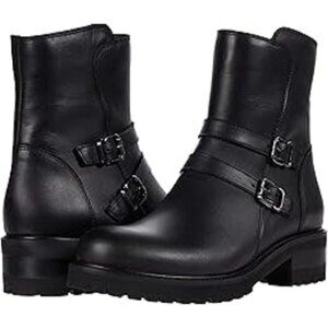 La Canadienne Calahan Black Leather Buckle Ankle Boots Size 11M NEW